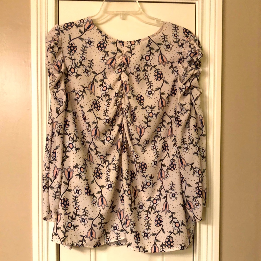 Eloquii HOST PICK blush floral ruched puffed long sleeve blouse- NWOT Sz 16